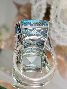 Natural Blue Topaz Ring Grape Color, Basket Pattern, Purple Grapes, Sterling Silver Filigree, Square Cut, Engraved Items, Art Deco Ring, Blue Topaz Ring, Silver Filigree