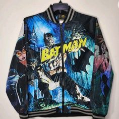 Tango Hotel Dc Comics Batman Joker Catwoman Awesome Lightweight Jacket. New With Tags Batman Joker, Catwoman, Lightweight Jacket, Tango, Black Blue, Dc Comics, Blue Black, Mens Jackets, Bomber Jacket