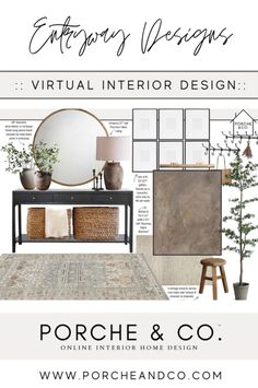 an interior design board with text that says,