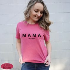 Show off your love and excitement for the upcoming arrival of your newest family member with our Mama est 2024 Tee. Crafted from high-quality materials, this comfy and stylish tee is the perfect pregnancy announcement. Click to buy now and start looking forward to the day your little one arrives. Pregnancy Announcements