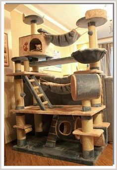 Amazon has a wide selection of cat trees to choose from. Find the perfect one for your feline friend. Cat Trees Homemade, Cat Tree Plans, Cat Playground Outdoor, Katt Grejer, Chat Diy, Kat Diy, Cat Castle, Cool Cat Trees, Cat Tree House