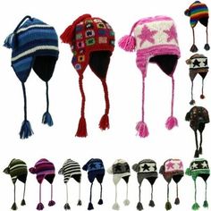 Unique Hats Fashion, Unique Knitting Projects, Elephants In India, Tassel Beanie, Knit Earflap Hat, Beanie Earflap, Crochet Hat Earflap, Hat With Tassels, Asian Elephants