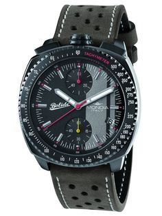 Mondia Bolide Men's Watch - MI-800-BK-03BK-CP - Shop at Altivo.com Watch Reference, Chrono Watches, Watch Lover, Perforated Leather, Sport Man, Men's Watch, Breitling Watch, Watch Design, Luxury Watches