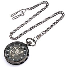 Men's Mechanical Pocket Watch Hand Winding Open Face Design Pendant Chain Gifts Description: Special Appearance: The black/gold pocket watches has without cover, which is fashionable and full of design. Premium Movement: This is a manual mechanical pocket watch, it does not need batteries to work so it is very environmentally friendly. Setting Time: You could pull the crown away from the watch base and turn the crown clockwise until reaching the exact time. High Quality: The case of this pocket watch are made of stainless steel material, which is very durable and not easy to damage or rust and break. Fashion Item: This charming pocket watch is not only used to check the time, it can also be used as an ornament to match your wearing to makes you more attractive. Features: 100% Brand New and Steampunk Pocket Watch, Attractive Features, Gold Pocket Watch, Mechanical Pocket Watch, Open Face, Pocket Watches, Face Design, Roman Numerals, Black Watch