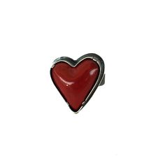 Silver & Enamel Ring - A slightly asymmetrical heart is emblazoned in this sweet ring created in oxidized sterling silver. Red, blue, and black hearts are vitreous, kiln-fired enamel, gold is hydraulic formed 14k vermeil. <br><br>Available in whole and half sizes 611. Sweet Ring, Vitreous Enamel, Black Hearts, My Funny Valentine, Dope Jewelry, Red Jewelry, Unusual Jewelry, Enamel Ring, Bling Rings