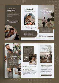 a wedding brochure is shown with photos