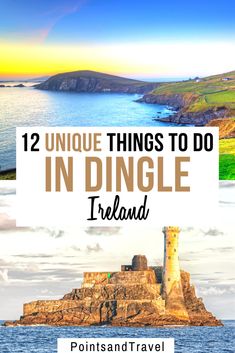 an island with text overlay that reads, 12 unique things to do in dingle ireland