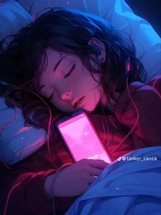 A Girl, Headphones, Music, Anime