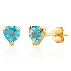 PRICES MAY VARY. SOLID 14K GOLD - All parts of these earrings are crafted in your choice of white or yellow gold and stamped with “14k”. 14k gold will not oxidize or discolor. Wear these earrings every day, everywhere! QUALITY & AUTHENTICITY - Premium quality natural swiss blue topaz gemstones measuring 5 millimeters each. Each heart-shape gemstone is masterfully cut and secured by a 3-prong setting. Because of the natural characteristics of gemstones, stone shades may vary. Swiss blue topaz is Yellow Heart, Heart Shaped Earrings, Heart Gemstone, Stud Earrings For Women, Swiss Blue Topaz, By Max, Topaz Gemstone, Mother Day Gifts, Jewelry Earrings Studs