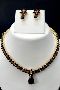 Buy BRASS NECKLACE SET IN BLACK Mens Kurta, Brass Necklace, Simple Necklace, Necklace Set, Pearl Necklace, Plating, Brass, Stone, Women Shopping