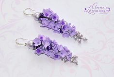 Violet Flower Earrings Purple Wife gift Lavender earrings Purple Jewelry With Flower Decoration As Gift, Handmade Lavender Jewelry For Weddings, Lavender Dangle Flower Earrings As Gift, Delicate Purple Earrings For Wedding, Elegant Lavender Flower Earrings For Gift, Lavender Flower Earrings For Wedding, Lavender Dangle Flower Earrings For Gift, Elegant Lavender Flower Jewelry, Delicate Purple Wedding Earrings