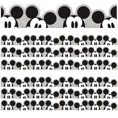 an image of mickey mouse heads in black and white