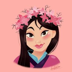 Mulan Flower Crown by princessbeautycase on DeviantArt Mulan Flower, Princesas Disney Anime, Disney Mulan, Mulan Disney, Images Disney, Disney Nerd, Princesses Disney, Wallpaper Disney, Princess Drawings