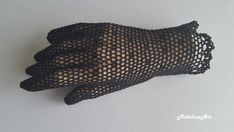 Crochet Gloves, Black, 100% Silk - Etsy Czechy Crochet Arm Warmers, Beaded Gloves, Collar Rosa, Fashion Gloves