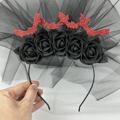 Stylish halloween headband in silver, red or black color bats - decorated with beautiful gentle flowers!! Flower are made from latex which is absolutely safety, not afraid of water, frost, sun and will never fade. You can ordered with veil or not! The veil has several layers of tulle. If you like it but you want to change something , maybe size or colors,just send me an email , let me know and i will do. PAY ATTENTION! -The colors of flowers may slightly differ from the one shown due to the different monitors settings. Black Headband For Costume Party, Red Headband Headpieces For Costumes, Red Headband For Costume, Black Halloween Headband For Costume Party, Black Halloween Party Headband, Spooky Black Costume Hats And Headpieces For Party, Gothic Hair Accessories For Halloween Party, Gothic Halloween Party Hair Accessories, Gothic Black Headband Hair Accessory