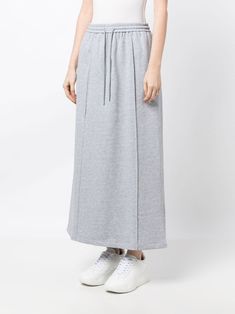 b+ab high-waisted Track Skirt - Farfetch Track Skirt, Pink Pleated Skirt, Grey Sweats, Tiered Midi Skirt, Grey Sweatpants, Black Midi Skirt, Gray Skirt, Green Skirt, Grey Cotton