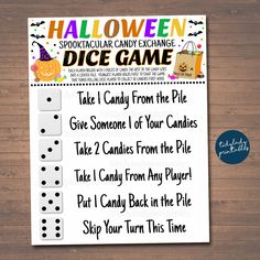 a printable halloween dice game for kids