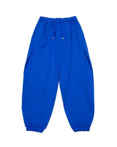 ADER AderSpace # Shop # Sporty Baggy Pants With Straight Hem, Cotton Wide Leg Sweatpants For Jogging, Solid Cotton Sweatpants With Elastic Side Panels, Cotton Jogging Pants With Elastic Side Panels, Blue Straight Hem Bottoms For Streetwear, Blue Baggy Sweatpants For Athleisure, Blue Baggy Sweatpants For Sports, Relaxed Fit Bottoms With Elastic Side Panels For Streetwear, Blue Straight Leg Joggers For Streetwear