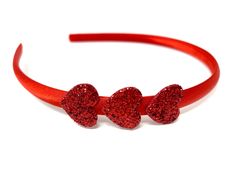 Red Heart Headband Glitter Valentines Heart Hairband 3 sparkly red glitter felt hearts  This hairband is perfect for adding a bit of sparkle. Length of each heart approx 2cm, height aporox 1.5cm   As the headband is plastic covered with satin, it is comfortable and adjusts to fit most head sizes As this item is handmade, if a specific colour combination is required, please send us a message and we will let you know if we can fulfil your requirements Not suitable for children under 36months due t Matching Halloween Costumes, Heart Headband, Matching Halloween, Unicorn Horn, Pink Rainbow, Colour Combination, Felt Hearts, Turbans, Red Glitter