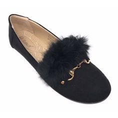 A pair of Victoria?K Flats with suede textured material and matching faux fur with stunning gold buckle in the front, offers a combination of comfort and style. The rubber sole adds stability. This trendy sleek and chic look wears well anytime through out the day or a night out in the town. An elegant pair of?Victoria K?Flats add flair to your everyday wardrobe . Size: 9. Color: Black. Gender: female. Age Group: adult. Rose Shoes, Gucci Mules, Ballerina Flats, Everyday Wardrobe, Casual Shoes Women, Chic Look, Black Shoes, Gender Female, Clothing And Shoes