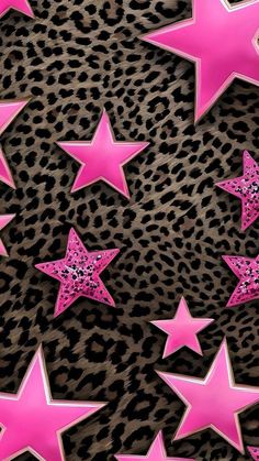 pink stars on leopard print background