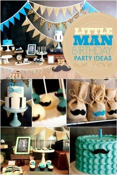 a man birthday party with mustaches, cake and decorations