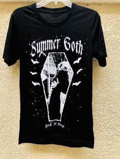 100% Cotton soft tee Unisex sizes True to size Goth Metal T Shirt, Flannel Friday, Summer Goth, Summer Tshirt, Draped Top, Womens Tank, Graphic Tees, Tops & Tees, Top Outfits