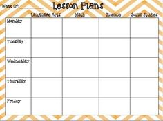 a lesson plan with orange and white chevrons in the background, on top of a