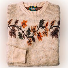 Kjp Autumn Weather Sweater Size Xl Pit To Pit- 22 Inches Top To Bottom- 25 Inches Arm Length- 25 Inches Kiel James Patrick, James Patrick, Sleeved Sweater, Plant Pattern, Woven Labels, Electronic Devices, Casual Sweaters, Fall 2024, Leaf Print