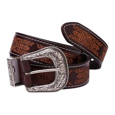 Notre ceinture Western en cuir gravé au laser Injia ravira les sens ! Sa boucle argentée décorée de fleurs et ses coutures assorties sont parfaites pour femme ou homme et donneront à votre style un air de tradition et d'élégance. Vivez l'esprit Western ! Traditional Adjustable Brown Belt Buckles, Adjustable Brown Traditional Belt Buckles, Adjustable Brown Belts With Silver Buckle, Brown Adjustable Belt With Silver Buckle, Adjustable Brown Belt With Silver Buckle, Formal Brown Embroidered Belt, Western Style Brown Belt As Gift, Brown Western Style Belt For Gift, Traditional Brown Belt Buckle With Belt Included