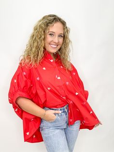 Looking for a statement piece? Our oversized heart shirt is a must-have! This best seller features an oversized button down design and is adorned with delicate embroidered hearts all over. Spread love with this unique and eye-catching top! Oversized fit Size down if in between Functional button front All over embroidered hearts Embroidered Hearts, Heart Button, Embroidered Heart, Heart Shirt, Short Leggings, Spread Love, Shop Swimwear, Oversized Shirt, Best Seller