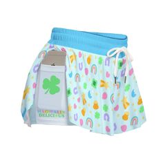 ⚝ Magically Delicious Pocket Shorties | Featuring Pastel Rainbow Charms and magically delicious fashion! They are stylish, soft, and they have pockets! ~ Pairs wonderfully with other pastel colors, and Rainbow aesthetic. You can dance, rave, exercise, and even sleep/ lounge in these fashionably flowy & feminine shorties. They are oh so flattering on the booty 💜✨ Makes a beautiful gift for your loved ones ⚝ 💟Product Details: ❥Handmade design ❥Breathable Comfort. ❥Regular fit ❥ Fabric: 95% polye Summer Cheerleading Bottoms, Playful White Bottoms With Built-in Shorts, Multicolor Summer Bottoms For Cheerleading, Magically Delicious, St Patricks Day Gift, Color Cloud, Rainbow Aesthetic, Cute Rainbow, St Patrick's Day Gifts