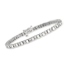 Ross-Simons - C. 1980 Vintage 3.00ct t. w. Diamond Bracelet in 14kt White Gold. 7". C. 1980. From our Estate collection, this elegant bracelet evokes the look of a tennis bracelet with its own added flair. On it, an impressive show of 3.00 ct. t. w. round brilliant-cut diamonds alternate with polished 14kt white gold stations for a bright, beautiful statement. Figure 8 safety. Push-button clasp, diamond bracelet. Exclusive, one-of-a-kind Estate Jewelry. Diamond birthstones are the perfect gift f Luxury Tennis Bracelet With Channel Set For Formal Occasions, Luxury Channel Set Tennis Bracelet For Formal Occasions, Formal Diamond Tennis Bracelet Channel Set, Timeless White Gold Tennis Bracelet With Baguette Cut, Timeless White Gold Baguette Cut Tennis Bracelet, Timeless Diamond Bracelet With Channel Set For Formal Occasions, Timeless Channel Set Diamond Bracelet For Formal Events, Timeless Channel Set Diamond Bracelet For Formal Occasions, Channel Set Diamond Bracelet For Anniversary