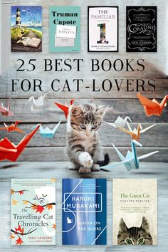 the cover of 25 best books for cat - lovers, with an image of a kitten on