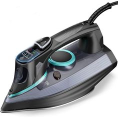 an electric iron on a white background