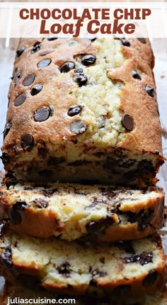 Chocolate Chip Loaf Cake Chocolate Chip Loaf Cake, Chocolate Chip Loaf, Chocolate Chip Bread Recipe, Chocolate Chip Pound Cake, Cake Dessert Recipes, Snacking Cake, Loaf Cake Recipes, Chocolate Chip Bread, Chocolate Chip Cake