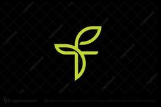 the letter f is made up of green leaves on a black background, and it appears to be used as a logo