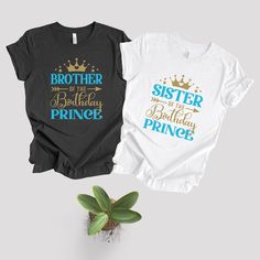 Brother of the Birthday Prince Shirt, Sister of the Birthday Prince Shirt, Birthday Prince Family matching T-shirt, Birthday Prince Birthday, Birthday Boy Family T-shirts, Prince Baby shower T-shirts,  Custom Birthday Shirt, Prince Theme Birthday Party Shirts * High quality and super soft, comfortable shirt. Made with top-of-the-line vinyl and pressed with a professional grade heat press. * Please check all color and size charts before place the order. Since all shirts are custom made based on y Prince Theme Birthday, Prince Family, Prince Shirt, Prince Theme, Prince Birthday, Custom Birthday Shirts, Matching T Shirts, Prince Baby Shower, Birthday Party Shirt