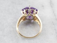 Octagon Ring, Amethyst Cocktail Ring, Gold Amethyst Ring, Purple Band, Birthstone Gifts, Amethyst Jewelry, February Birthstone, Geometric Lines, February Birth Stone