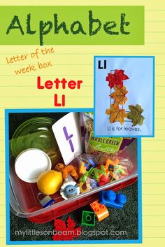 the letter l is for alphabet and it's in a plastic container