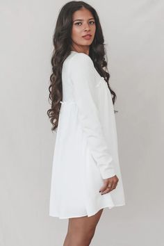 Us talking about this sweet little sweater dress!!  White sweater mix long sleeve mini dress, dress is lined  Material is Rayon  Hang to dry  Model is 5'4 wearing a small  SHOP THE LOOK    Small Medium Large  Length 31" 32" 33" Width 17" 18" 19" Long Sleeve White Mini Dress, White Long Sleeve Mini Dress, Amazing Lace, Native Style, Shop The Look, White Sweater, Long Sleeve Mini, Long Sleeve Mini Dress, White Mini Dress