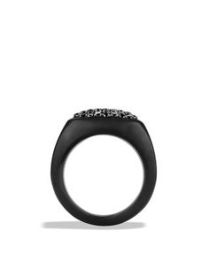 David Yurman Men's Pave Signet Ring with Black Diamonds Designer Black Rings For Anniversary, Designer Black Ring With Black Enamel, Designer Black Enamel Ring, David Yurman Mens, Black Diamond Jewelry, Black Diamonds, David Yurman, Signet Ring, Black Diamond