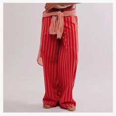 From Amazon! Too Long For Me! And I’m Not Sure How To Return Them Hoping To Make My Money Back! Polyester Size Small Nwt Free People Design Portugal/Copenhagen/Influencer Pajama Pant Style That Is Super Trendy Rn! Pockets Fashion, Casual Wide Leg Pants, Loose Trousers, Long Trousers, Wide Stripes, Baggy Pants, Baggy Pant, Trouser Style, Loose Pants