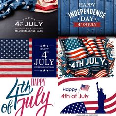 the fourth of july greeting cards with american flag colors and symbols on them, including an american flag