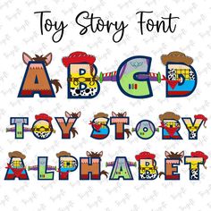 toy story font with animals and letters for children's room or playrooms