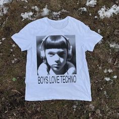 Boys Love Techno T-Shirt White Short Sleeve Tee✅ Fast Shipping 📦  $30🧾 Custom 🖌️ Deadstock 🆕 Hit Me With Questions ⁉️ Techno Tshirt, Y2k Crop Top, Aesthetic Streetwear, Concept Clothing, Boys Love, Screenprinting, 로고 디자인, White Short, Fast Fashion