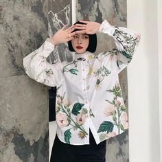 Lucija Vintage Floral Smock Neck Blouse White Long Sleeve Top, Designer Blouse, Blouse Material, Vintage Floral Print, Loose Shirts, Fall 2022, Lantern Sleeve, Shirt For Women, Sleeves Pattern