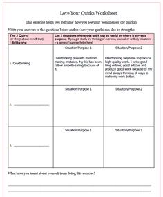 the worksheet for love your quirlies worksheet