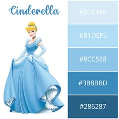 the color scheme for cinderella's dress is blue and has an image of princess in it