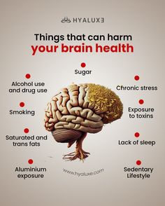 Things that can harm brain health 🧠 Tag someone / don’t forget to like and save this post, follow us @hyaluxe for more posts like this 💜 Brain, brain-health #brain #health Tiger Tapestry, Brain Issues, Health Infographic, Tiger Blanket, Brain Healthy Foods, Cozy Bedroom Decor, Brain Memory, Brain Facts